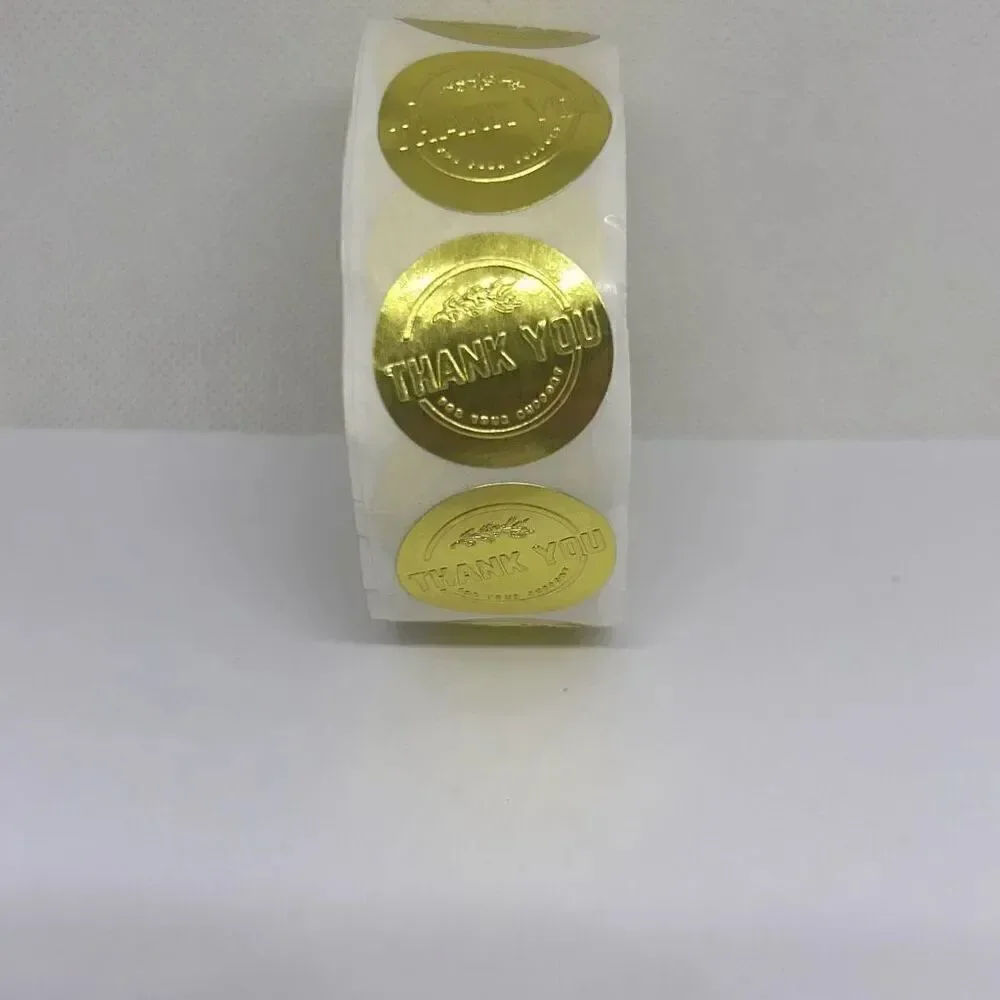 500 Pieces/roll 2.5CM Thank You For Ordering Sticker Gift Gold Label Stickers